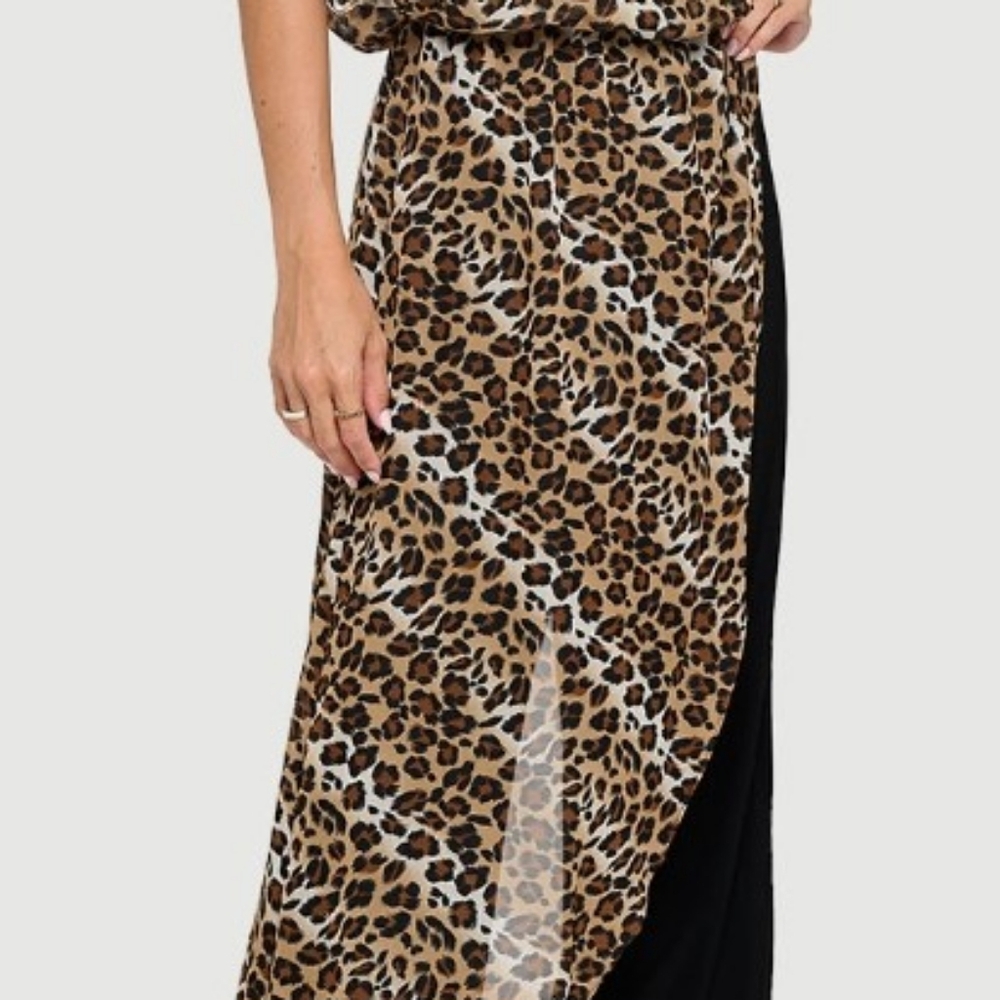 Last Tango Leopard Print Jumpsuit With Chiffon Ov… - image 3